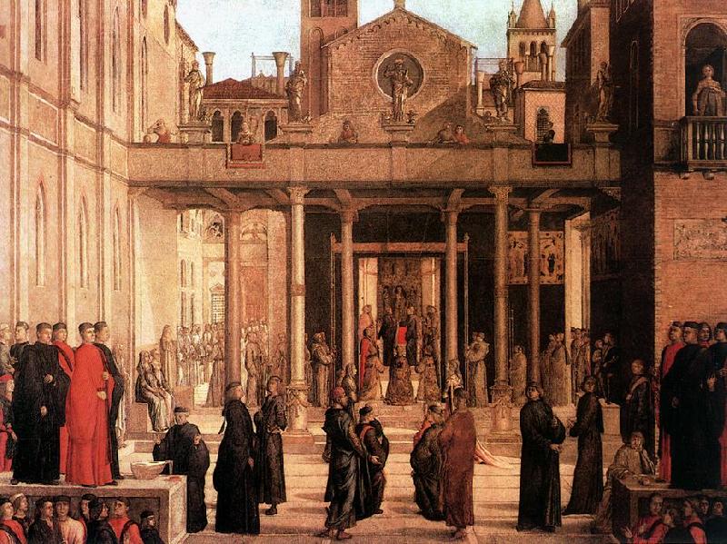 BASTIANI, Lazzaro The Relic of the Holy Cross is offered to the Scuola di S. Giovanni Evangelista oil painting image